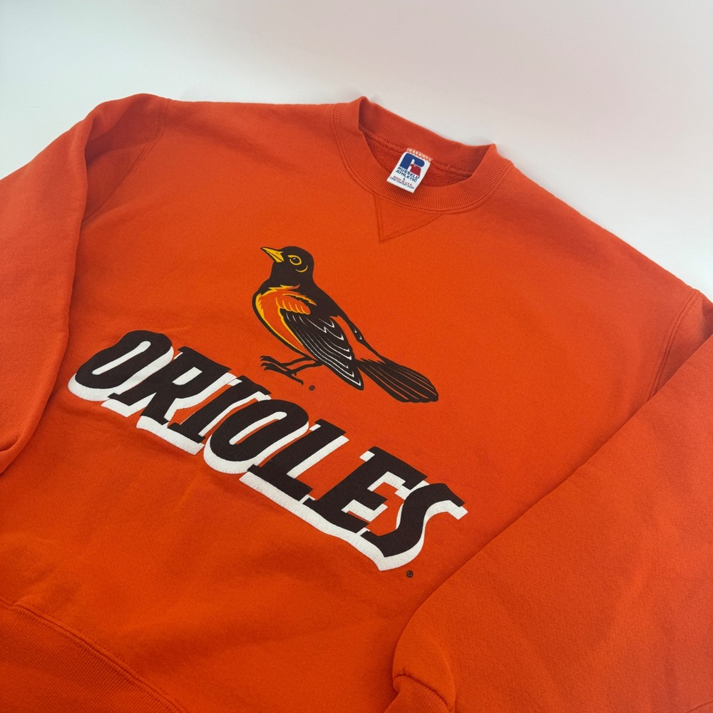 Vintage Russell Athletic Baltimore Orioles Sweatshirt Orange MLB Madeโ in USA L